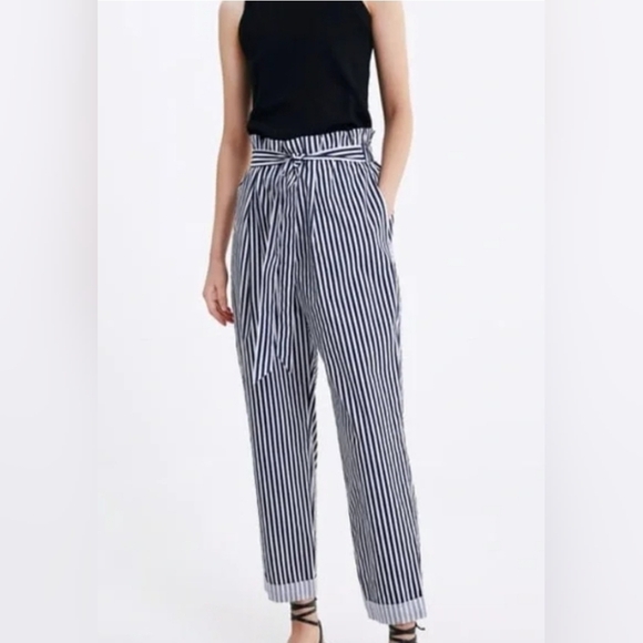 Zara Pants - Zara Basic Collection Striped Black and White Women's Pants Size M NWOT